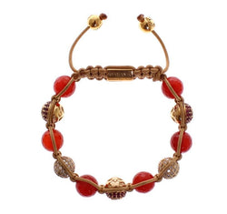 Red Jade CZ 18k Gold Plated 925 Silver Bracelet