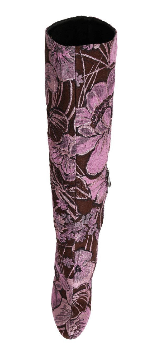 Purple Pink Jacquard Crystal Boots