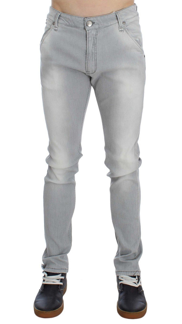 Gray Wash Denim Cotton Stretch Slim Fit Jeans