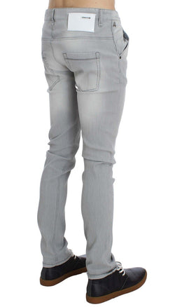 Gray Wash Denim Cotton Stretch Slim Fit Jeans