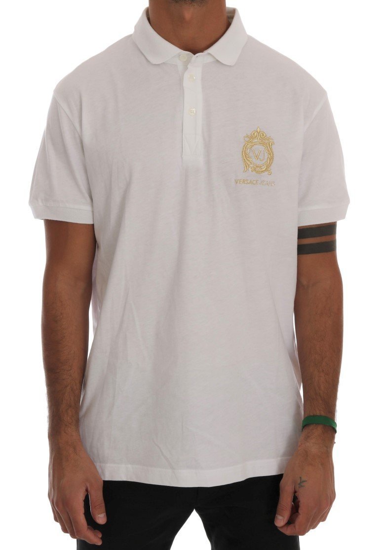 White Cotton Short Sleeve Polo T-Shirt