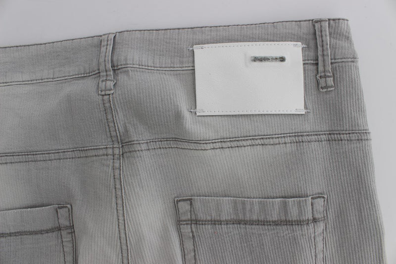 Gray Wash Denim Cotton Stretch Slim Fit Jeans