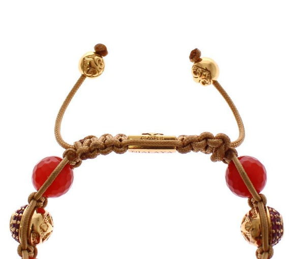 Red Jade CZ 18k Gold Plated 925 Silver Bracelet