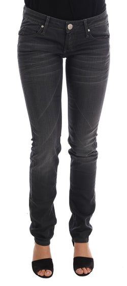 Gray Cotton Slim Fit Denim Jeans