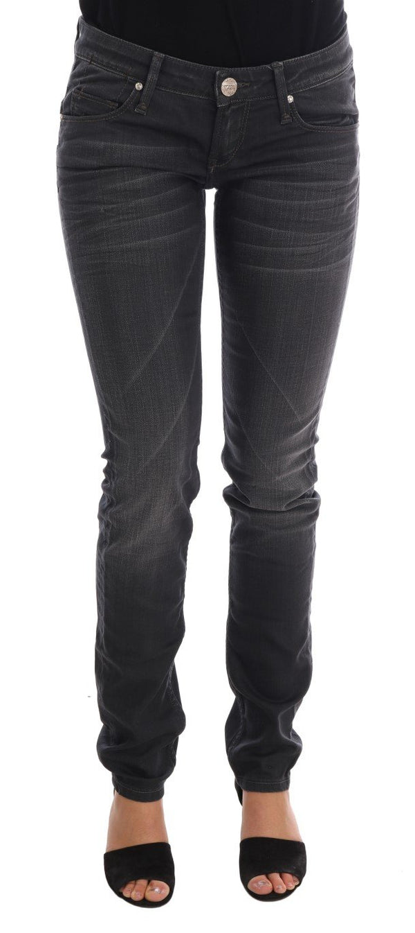 Gray Cotton Slim Fit Denim Jeans
