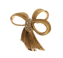 Gold Bow Crystal Stones Brooch Pin