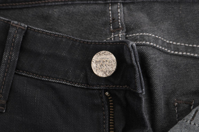 Gray Cotton Slim Fit Denim Jeans