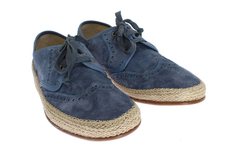 Blue Leather Casual Derby Shoes