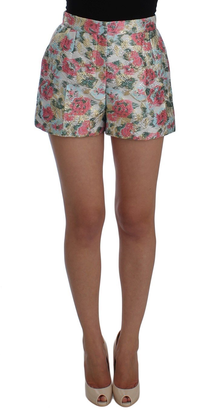 Multicolor Floral Brocade Shorts