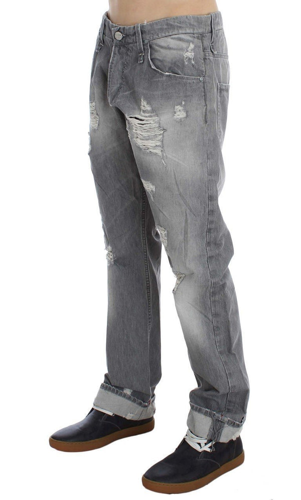 Gray Wash Denim Cotton Baggy Fit Jeans