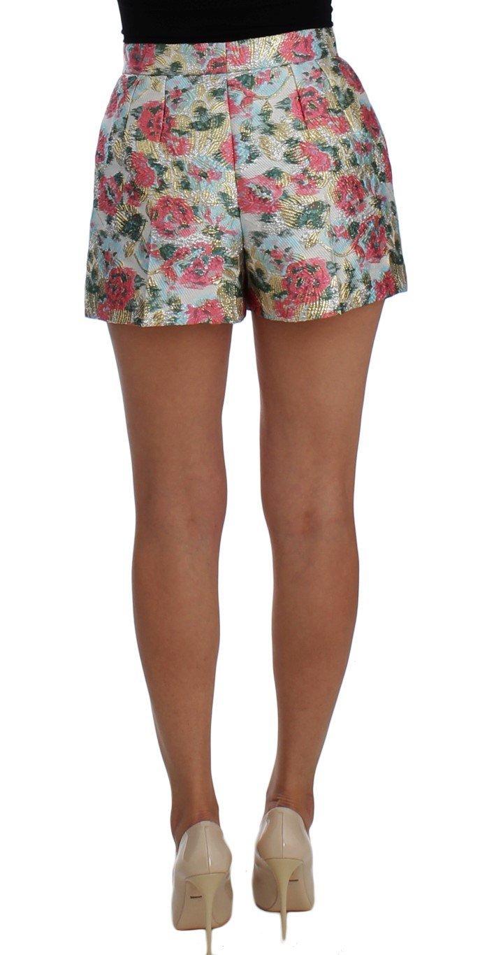 Multicolor Floral Brocade Shorts