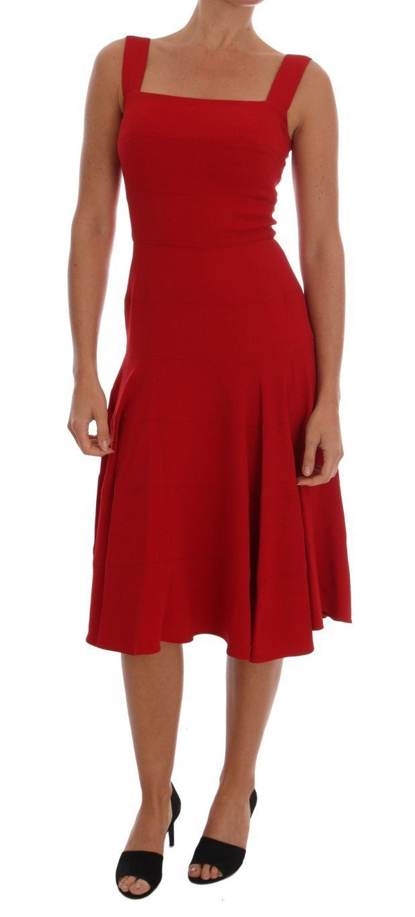 Red Shift Below Knee Gown Stretch Dress