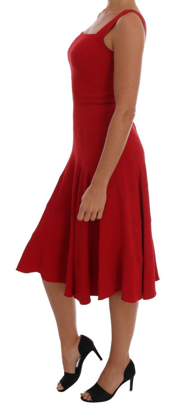 Red Shift Below Knee Gown Stretch Dress