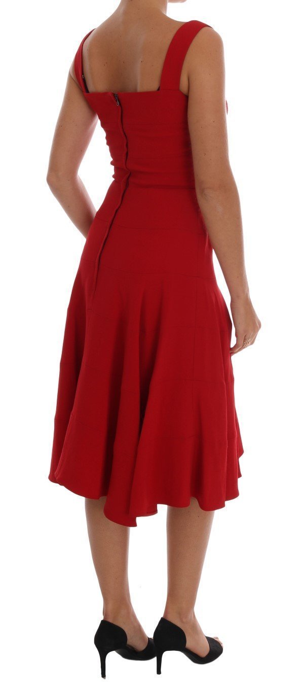 Red Shift Below Knee Gown Stretch Dress