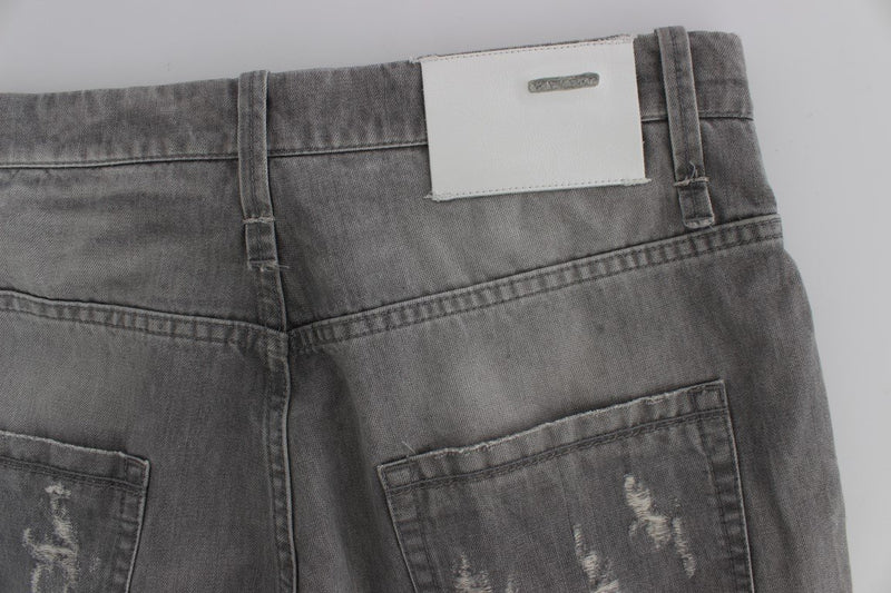 Gray Wash Denim Cotton Baggy Fit Jeans
