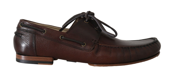 Brown Leather Moccasin Loafers Slides