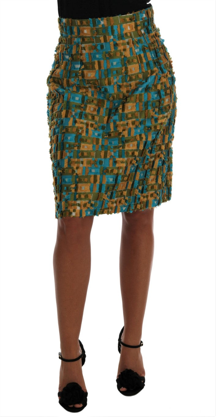 Multicolor Jacquard Straight Pencil Skirt