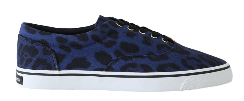 Blue Black Leopard Print Canvas Sneakers