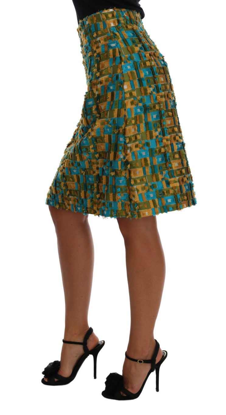 Multicolor Jacquard Straight Pencil Skirt