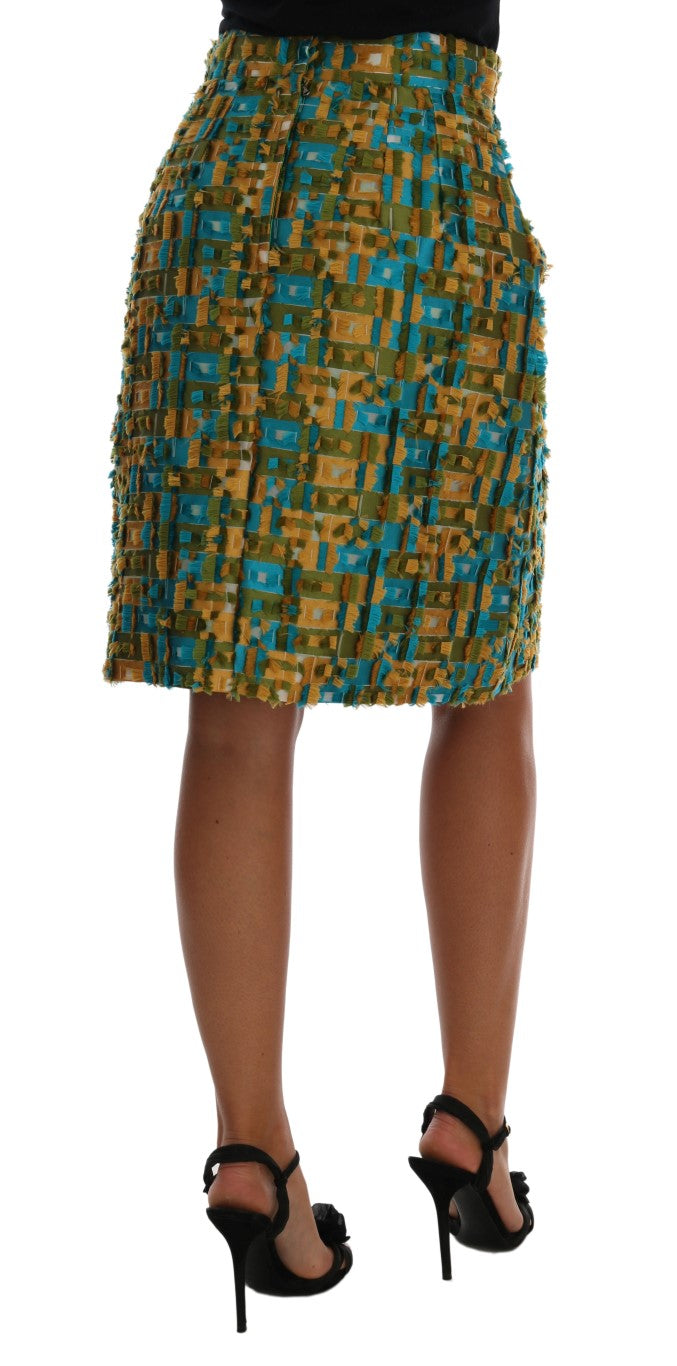 Multicolor Jacquard Straight Pencil Skirt