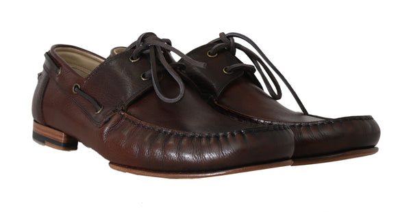 Brown Leather Moccasin Loafers Slides