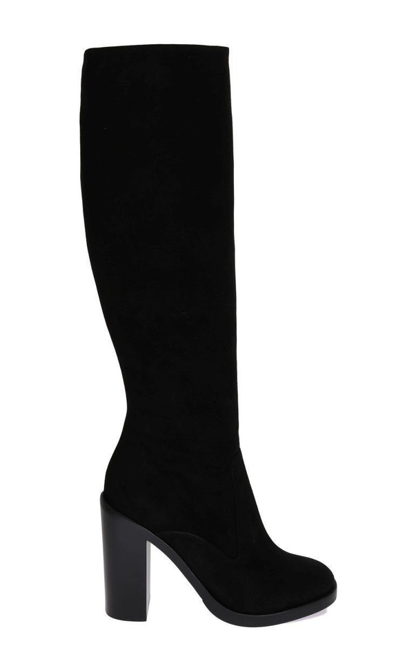 Black Suede Zipper Boots