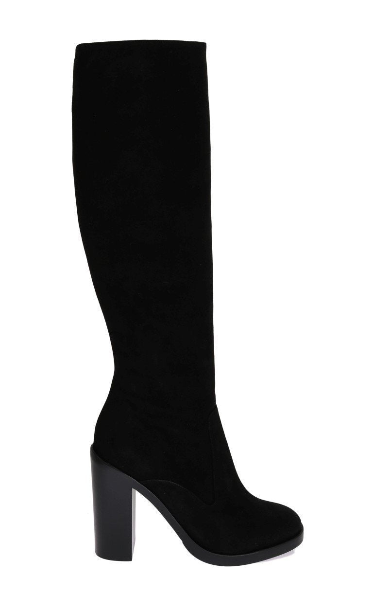 Black Suede Zipper Boots