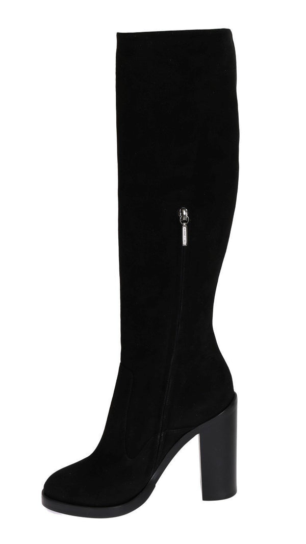 Black Suede Zipper Boots