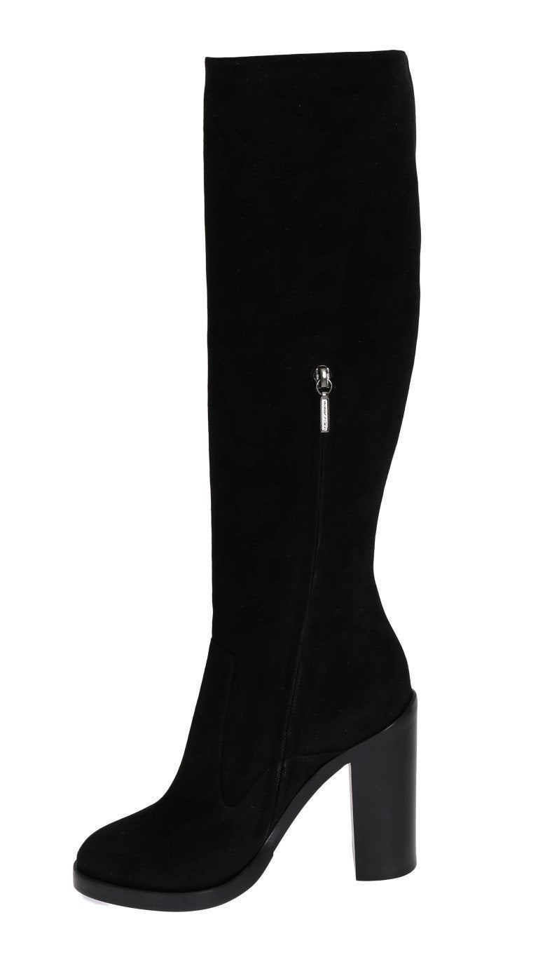 Black Suede Zipper Boots