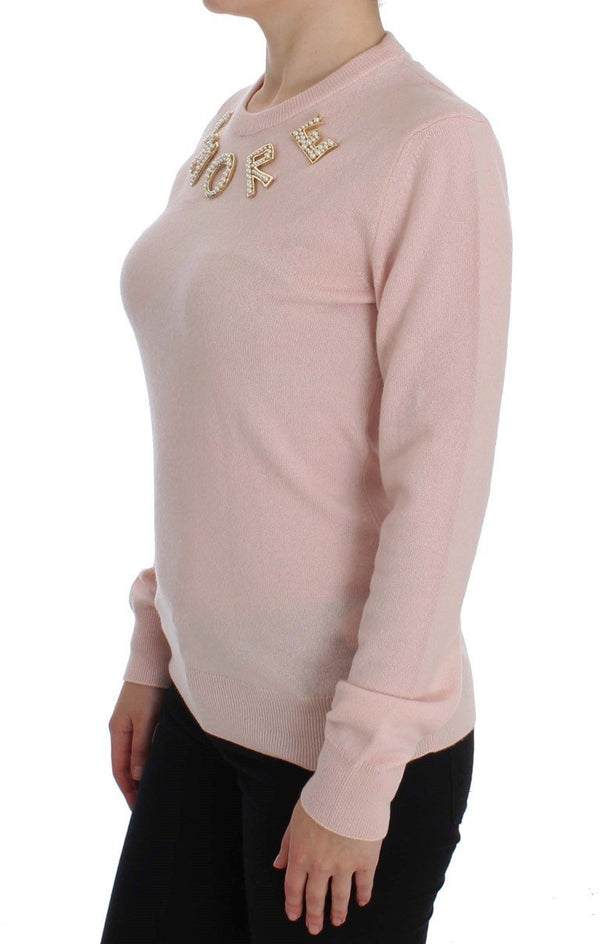 Pink Cashmere AMORE Pearls Gold Sweater