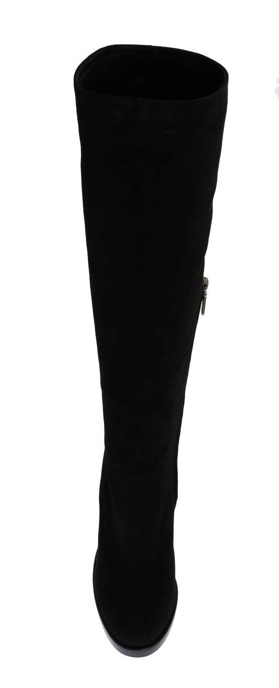 Black Suede Zipper Boots