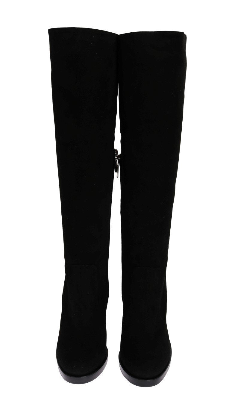 Black Suede Zipper Boots