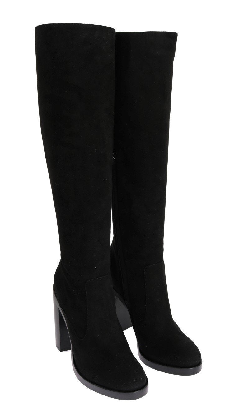 Black Suede Zipper Boots