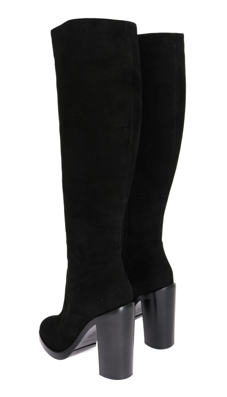 Black Suede Zipper Boots
