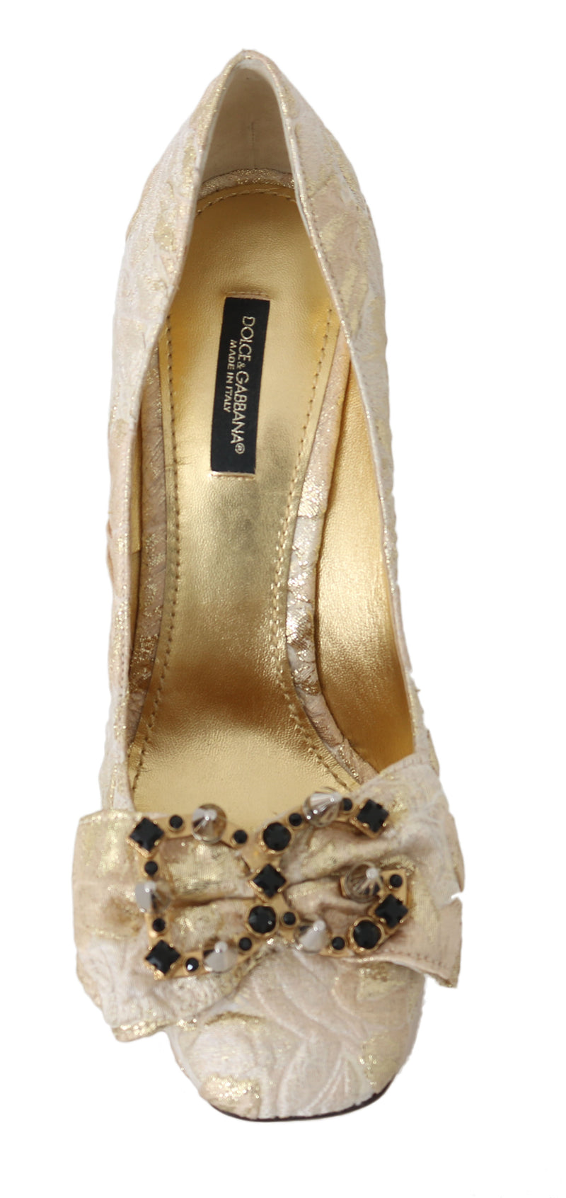 Gold Brocade Crystal Pumps