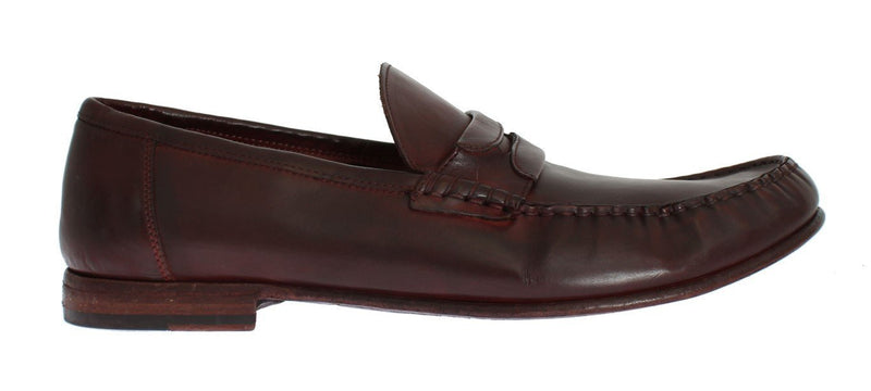 Bordeaux Leather Loafers Shoes