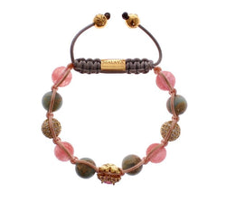 Opal Cherry Quartz CZ 18K Gold 925 Silver Bracelet