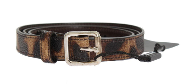 Brown Leopard Silver Buckle Belt