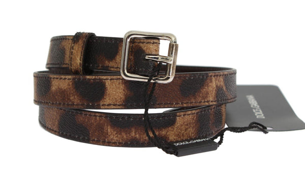 Brown Leopard Silver Buckle Belt