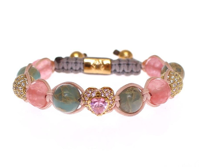 Opal Cherry Quartz CZ 18K Gold 925 Silver Bracelet