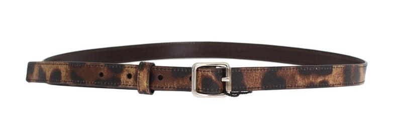 Brown Leopard Silver Buckle Belt