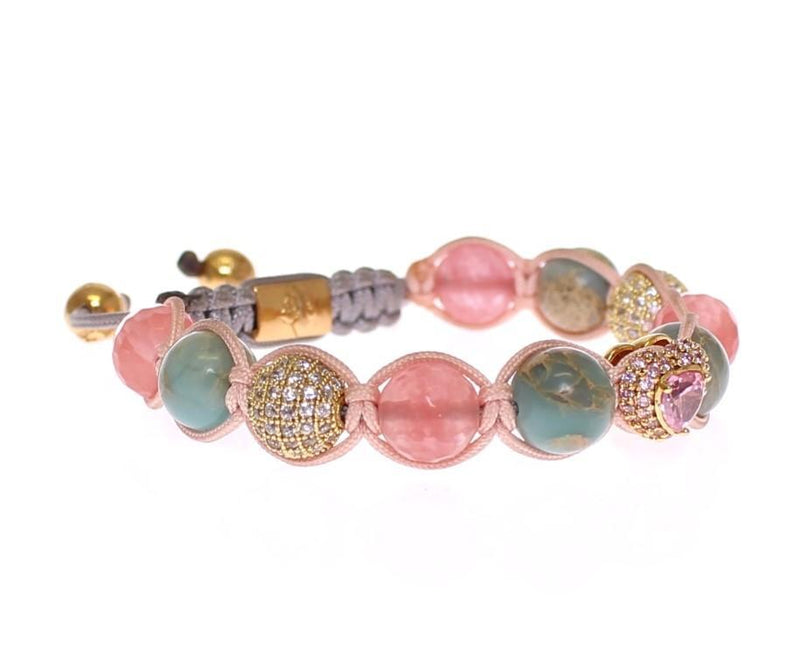 Opal Cherry Quartz CZ 18K Gold 925 Silver Bracelet