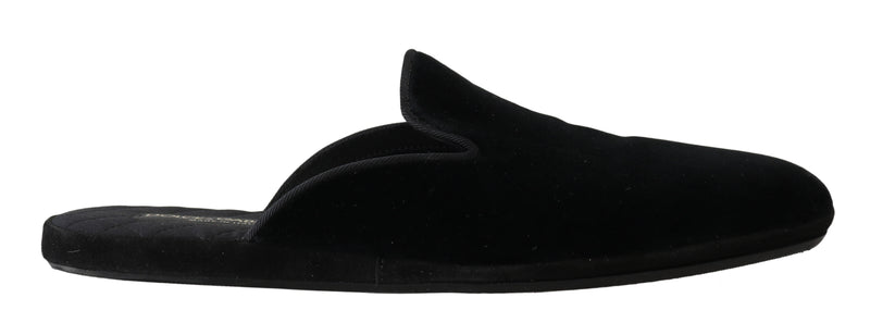 Black Velvet Suede Slides Slippers