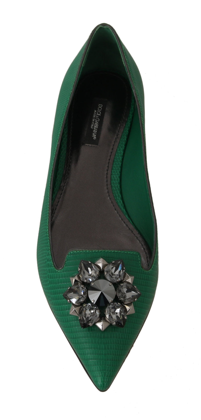 Green Lizard Skin Crystal Loafers