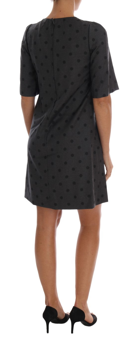 Gray Polka Dotted Sheath Wool Dress