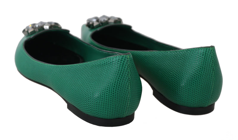 Green Lizard Skin Crystal Loafers