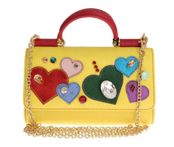 Yellow Leather Crystal VON Bag