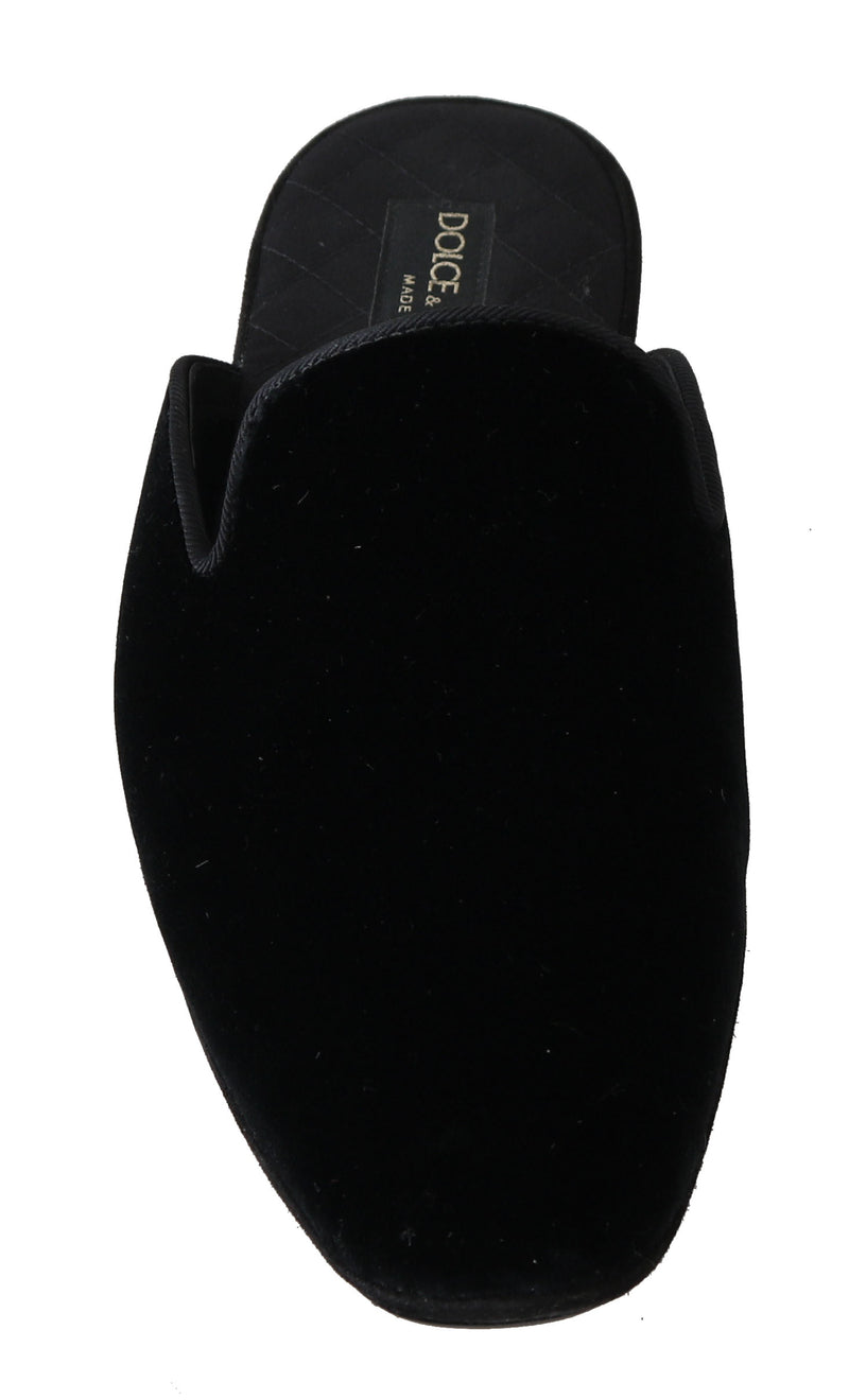 Black Velvet Suede Slides Slippers