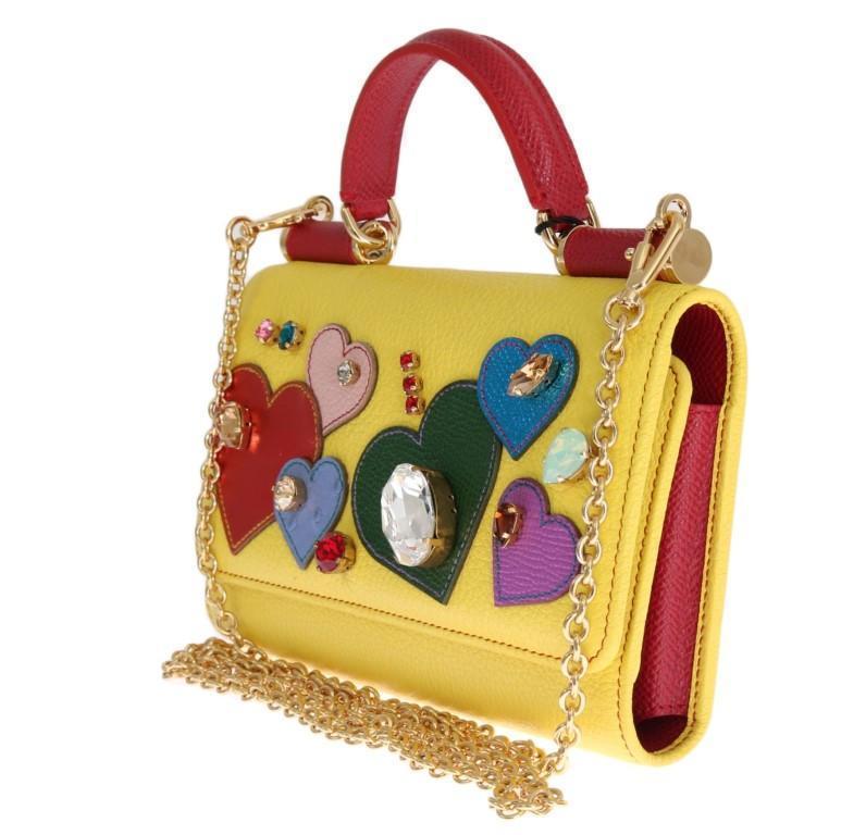 Yellow Leather Crystal VON Bag