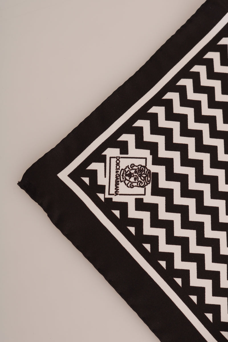 Black White Silk Pochette Square Pocket Handkerchief